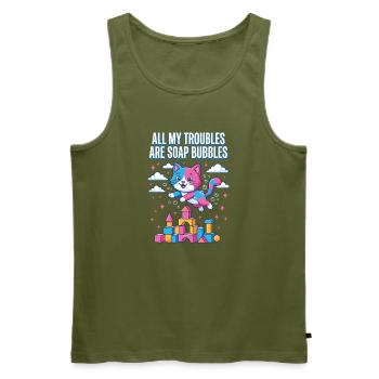 All My Troubles Are Soap Bubbles - Männer Premium Bio Tank Top - Khaki - Vorne - Michal (187cm)