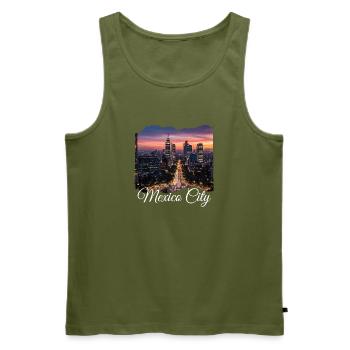 Mexico City Night Skyline - Men's Premium Organic Tank Top - khaki - Front - Michal (187cm)