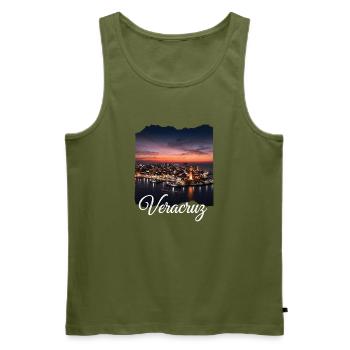 Veracruz Sonnenuntergang Hafenpanorama - Männer Premium Bio Tank Top - Khaki - Vorne - Michal (187cm)