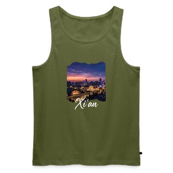 Xi'an Abendwelt an der Stadtmauer - Männer Premium Bio Tank Top - Khaki - Vorne - Michal (187cm)
