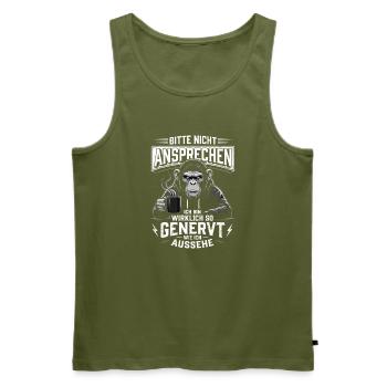 Bitte Nicht ansprechen Bin so genervt  - Männer Premium Bio Tank Top - Khaki - Vorne - Michal (187cm)