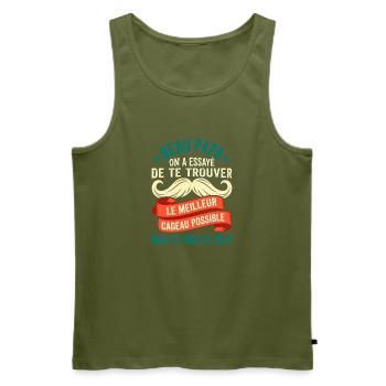 Cadeau Humour Beau Papa Rétro - Débardeur bio Premium Homme - kaki - Devant - Michal (187cm)