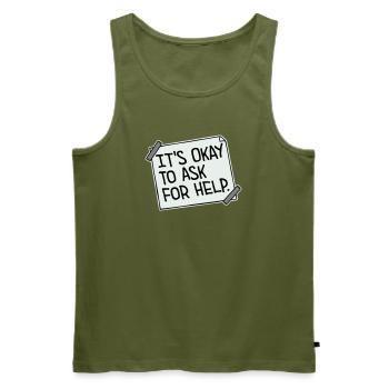 It's Okay To Ask For Help Help Questions Saying Logo - Men's Premium Organic Tank Top - khaki - Front - Michal (187cm)