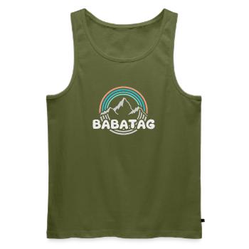 Hiking Babatag - Men's Premium Organic Tank Top - khaki - Front - Michal (187cm)