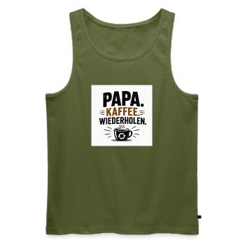 Papa Kaffee Wiederholen - Männer Premium Bio Tank Top - Khaki - Vorne - Michal (187cm)