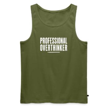 Professional Overthinker – Lustiges Statement - Männer Premium Bio Tank Top - Khaki - Vorne - Michal (187cm)