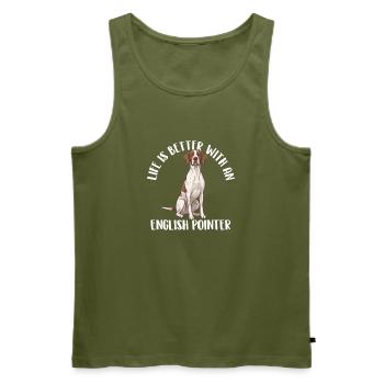 Life Is Better With An English Pointer - Dog Dad - Men's Premium Organic Tank Top - khaki - Front - Michal (187cm)