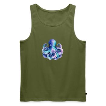 Watercolor Squid Blue-Pure - Men's Premium Organic Tank Top - khaki - Front - Michal (187cm)