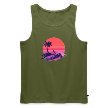 Sonnenuntergang Wellenreiter - Männer Premium Bio Tank Top - Khaki - Vorne - Michal (187cm)