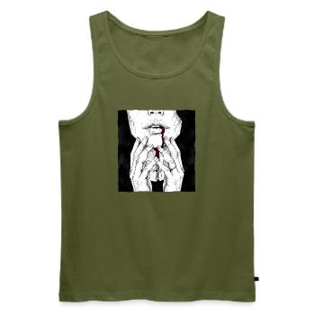 Gothic Woman - Cross Necklace - Men's Premium Organic Tank Top - khaki - Front - Michal (187cm)