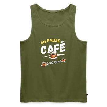 En Pause Café  - Débardeur bio Premium Homme - kaki - Devant - Michal (187cm)
