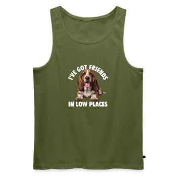 Friends In Low Places - Basset Hound Dog Dad - Men's Premium Organic Tank Top - khaki - Front - Michal (187cm)