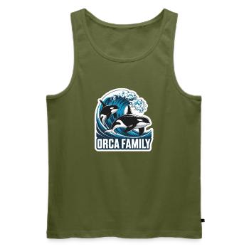 Orca Family Family Killer Whale Ocean Sea Whales - Men's Premium Organic Tank Top - khaki - Front - Michal (187cm)