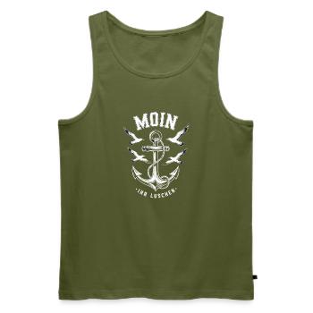 Moin Ihr Luschen Anker Möwen Maritimer Gruß - Männer Premium Bio Tank Top - Khaki - Vorne - Michal (187cm)