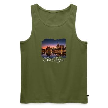 The Hague Evening Light Skyline - Men's Premium Organic Tank Top - khaki - Front - Michal (187cm)