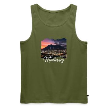 Monterrey Evening City Panorama - Men's Premium Organic Tank Top - khaki - Front - Michal (187cm)