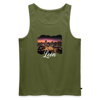 León Stadt bei Nacht - Männer Premium Bio Tank Top - Khaki - Vorne - Michal (187cm)