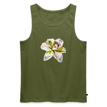 Minimalist Lily – Floral Illustration - Men's Premium Organic Tank Top - khaki - Front - Michal (187cm)