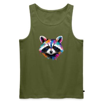 Colorful raccoon with splashes of paint - Men's Premium Organic Tank Top - khaki - Front - Michal (187cm)