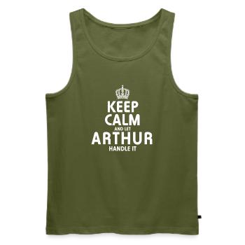 ARTHUR Handle It - Men's Premium Organic Tank Top - khaki - Front - Michal (187cm)