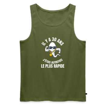 30 Ans J'étais Le Plus Rapide Cadeau Humour - Débardeur bio Premium Homme - kaki - Devant - Michal (187cm)