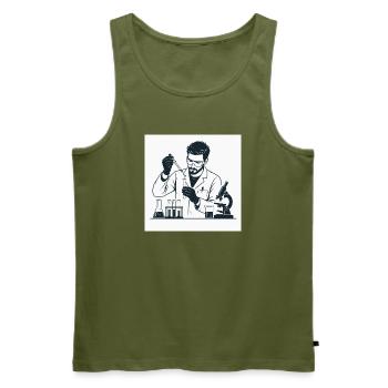 Scientifique de laboratoire avec pipette - Débardeur bio Premium Homme - kaki - Devant - Michal (187cm)