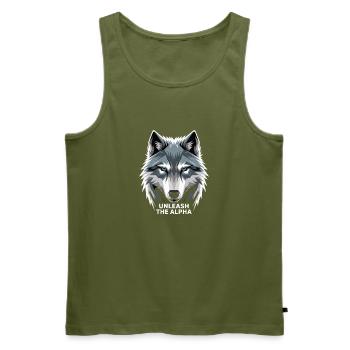Libérez la tête de loup Alpha Gris pour les joueurs - Débardeur bio Premium Homme - kaki - Devant - Michal (187cm)