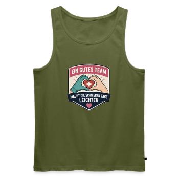 Team stärkt schwere Tage - Männer Premium Bio Tank Top - Khaki - Vorne - Michal (187cm)
