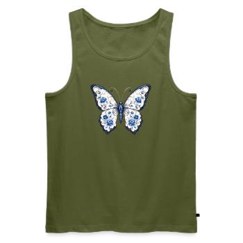 Blue Blossom Butterfly Motif - Men's Premium Organic Tank Top - khaki - Front - Michal (187cm)