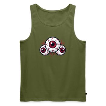 Unheimliche Augenäpfel mit roten Adern und dunklen Pupillen - Männer Premium Bio Tank Top - Khaki - Vorne - Michal (187cm)