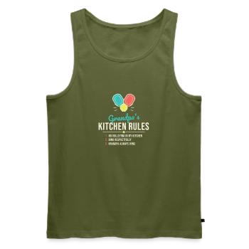 Grandpa's Kitchen Rules Tee - Männer Premium Bio Tank Top - Khaki - Vorne - Michal (187cm)