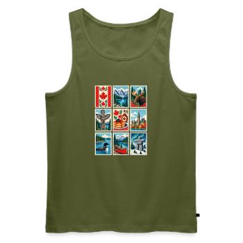 Kanada Briefmarken - Männer Premium Bio Tank Top - Khaki - Vorne - Michal (187cm)