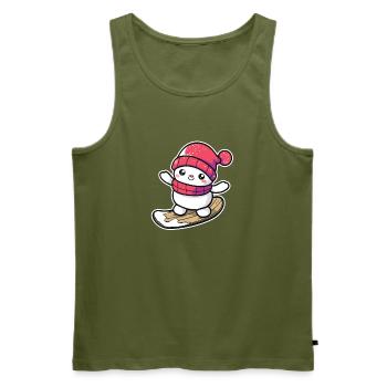 Cartoon Snowboard Schneemann - Männer Premium Bio Tank Top - Khaki - Vorne - Michal (187cm)