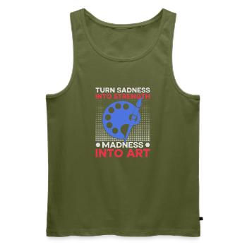 Funny Art Painter Madness Into Art Drawing - Männer Premium Bio Tank Top - Khaki - Vorne - Michal (187cm)