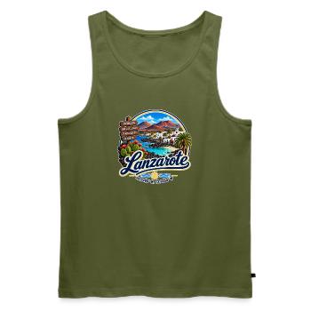 Lanzarote - Islas Canarias - Kanaren - Spanien - Männer Premium Bio Tank Top - Khaki - Vorne - Michal (187cm)