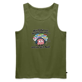 Gehirn mit offenen Tabs und Musik - Männer Premium Bio Tank Top - Khaki - Vorne - Michal (187cm)