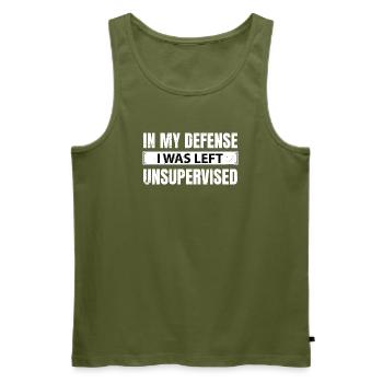In My Defense I Was Left Unsupervised - Männer Premium Bio Tank Top - Khaki - Vorne - Michal (187cm)
