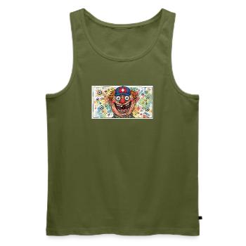 Supporter suisse - Clown avec le chaos footballistique - Débardeur bio Premium Homme - kaki - Devant - Michal (187cm)
