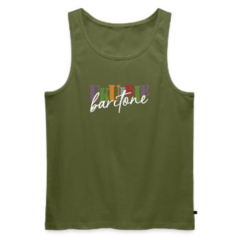 Baritone Ukulele - Men's Premium Organic Tank Top - khaki - Front - Michal (187cm)