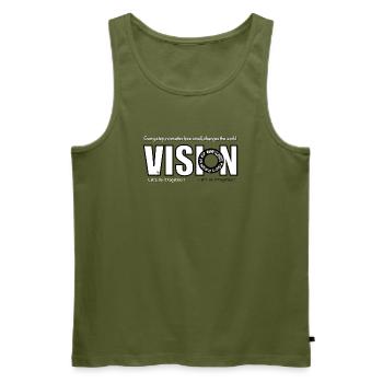 Inspirational Vision Motif Graphic - Men's Premium Organic Tank Top - khaki - Front - Michal (187cm)