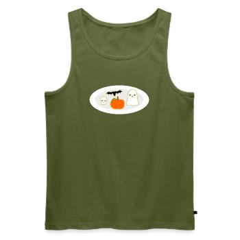 Halloween Keksteller mit Kürbis Geist Totenschädel - Männer Premium Bio Tank Top - Khaki - Vorne - Michal (187cm)
