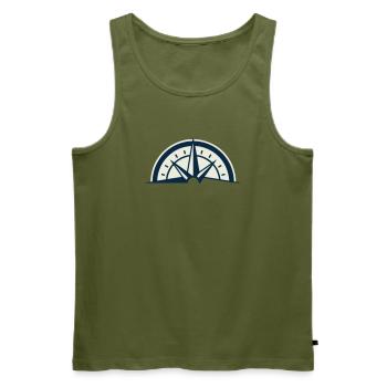 Bergretter Kompass Wappen - Männer Premium Bio Tank Top - Khaki - Vorne - Michal (187cm)