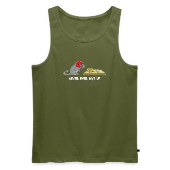 Never ever give up - Men's Premium Organic Tank Top - khaki - Front - Michal (187cm)