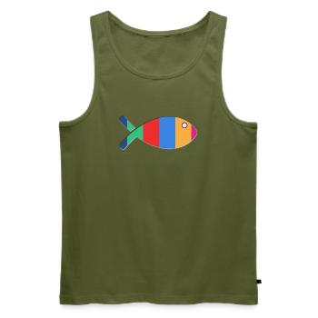 POISSON. MEMOIRE. SARDINE. POISSON D'AVRIL. MER - Débardeur bio Premium Homme - kaki - Devant - Michal (187cm)