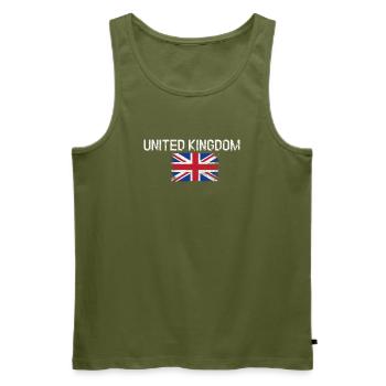 United Kingdom Distressed Flag Print - Men's Premium Organic Tank Top - khaki - Front - Michal (187cm)