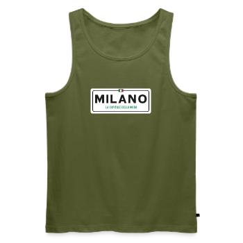 Milano town sign - Men's Premium Organic Tank Top - khaki - Front - Michal (187cm)