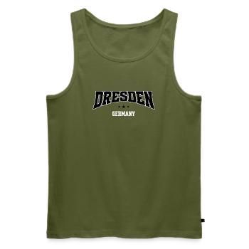 Dresden Germany College lettering black and white - Men's Premium Organic Tank Top - khaki - Front - Michal (187cm)