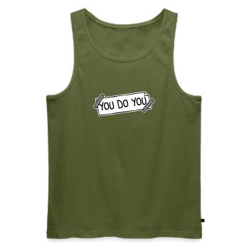 Tu fais ton drôle Confiance en toi Logo de la liberté - Débardeur bio Premium Homme - kaki - Devant - Michal (187cm)