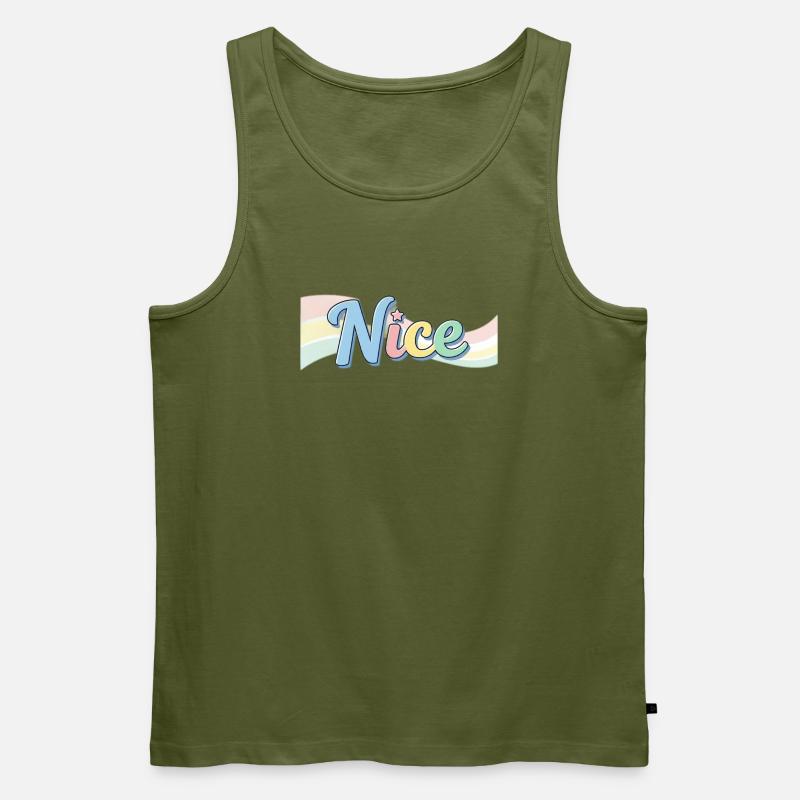 Nice Style-Design mit Regenbogentext - Männer Premium Bio Tank Top - Khaki