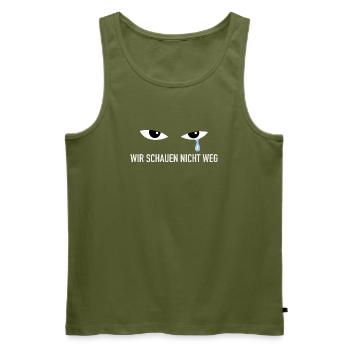 Blue Tear – Wir schauen nicht weg - Männer Premium Bio Tank Top - Khaki - Vorne - Michal (187cm)
